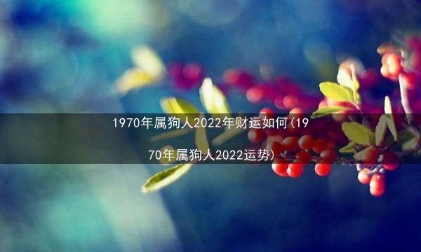 1970年属狗人2022年财运如何(1970年属狗人2022运势)