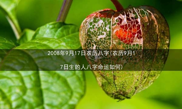 2008年9月17日农历八字(农历9月17日生的人八字命运如何)